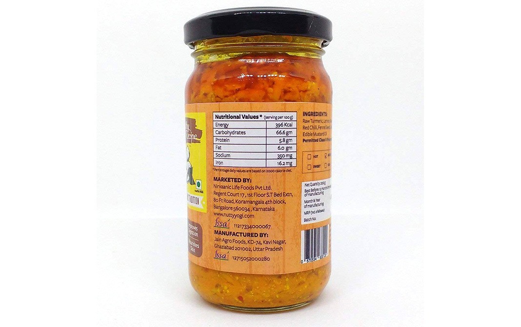 Nutty Yogi Raw Turmeric Pickle    Glass Jar  200 grams